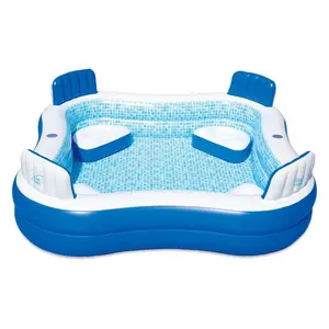212 MAIN Premier 2-Tone Vinyl Family Pool - Quick Setup, 88x88x26 in, Large Size, Includes Blue & White Cover