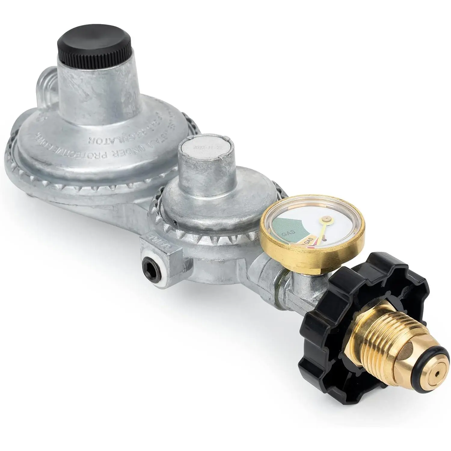 2 Stage  Regulator with Gauge, Standard 3/8 Female NPT and P.O.L Tank Connection, Vertical Style, LP Gas Regulators for RVs, ,
