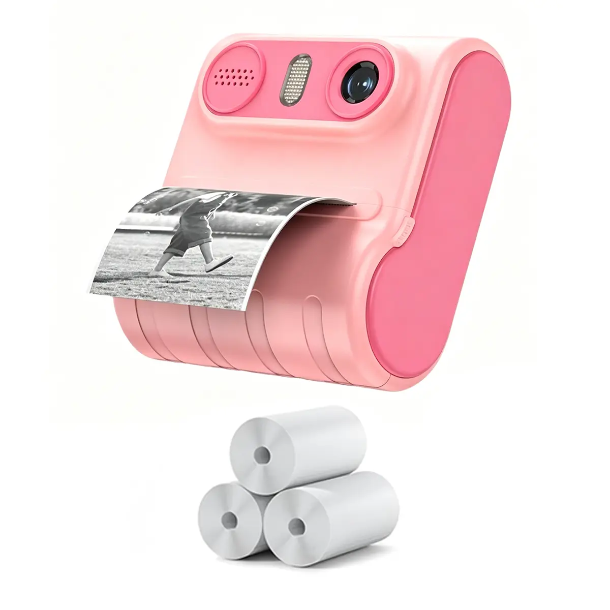 Kids Plastic Instant Digital Camera for Boys Aged 3-16, Cute Painted Dual-Lens 1080P HD Selfie Camera with Music Player, 32G Card, Print Paper, Puzzle Games-Integrated Christmas/Birthdays Gift Toy
