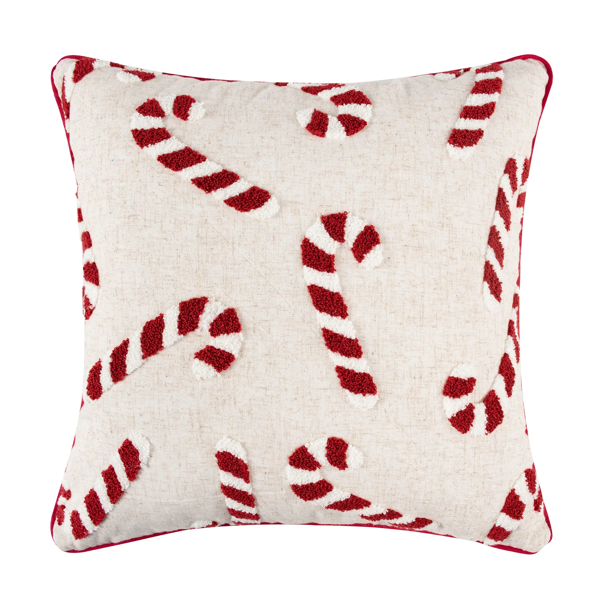 Gingerbread Village Candy Cane Pillow