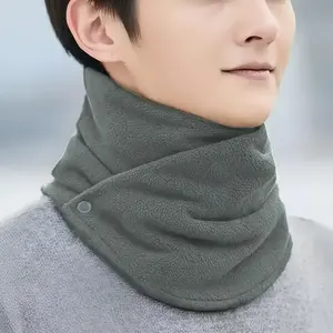Classic Solid Color Snap Button Multifunctional Neck Gaiter, Thick Velvet Warm Scarf, Fluffy Soft Scarf, Fall Winter Outdoor Travel Fashion Accessory