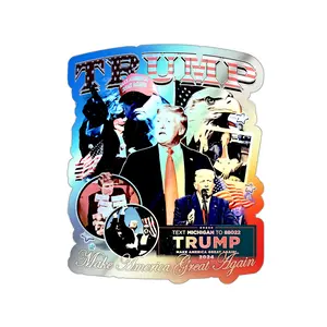 Donald Trump Make America Great Again Holographic Die-cut Stickers, Political Sticker, Patriotic Decal, Republican Gift, USA Flag Decal,