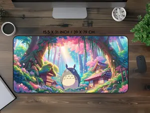 My Neighbor Totoro scenery anime mousepad, studio ghibli decor, green deskmat, kawaii deskmat, green deskmat, mini mousepad lofi desk mat, desk décor aesthetic
