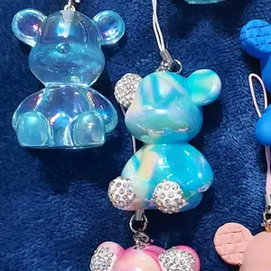 Rainbow Rascals Whimsical Teddy Bear Keychain with Color Explosion - Fun and Colorful Accessory for Keys and Bags acrylic charm valentine day cute charm