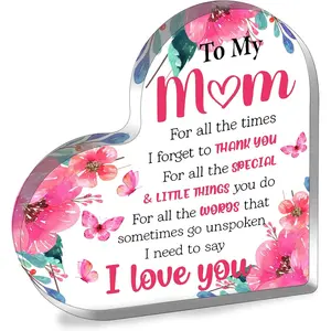 Gifts for Mom from Son Daughters Mother of the Groom Presents Mothers  Grateful Christmas Valentines Birthday  Heart Shaped Desk Decor  Plaque