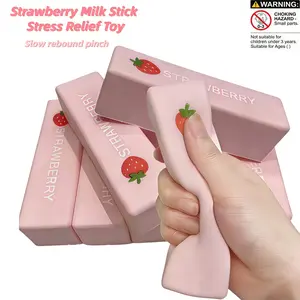 Strawberry Stick Squeeze Toy, Soft Slow Rebound Sensory Play Pinch Stress Relief Toy, Fun and Relaxing for Adults and Kids, Cute Stress Reliever