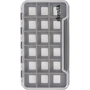 Waterproof Super Slim Fly Fishing Boxes Multi Magnetic Compartments Transparent Easy Grip Foam Fishing Tackle Storage Trays 7.36"X4.02"X0.63"(Grey-18C)
