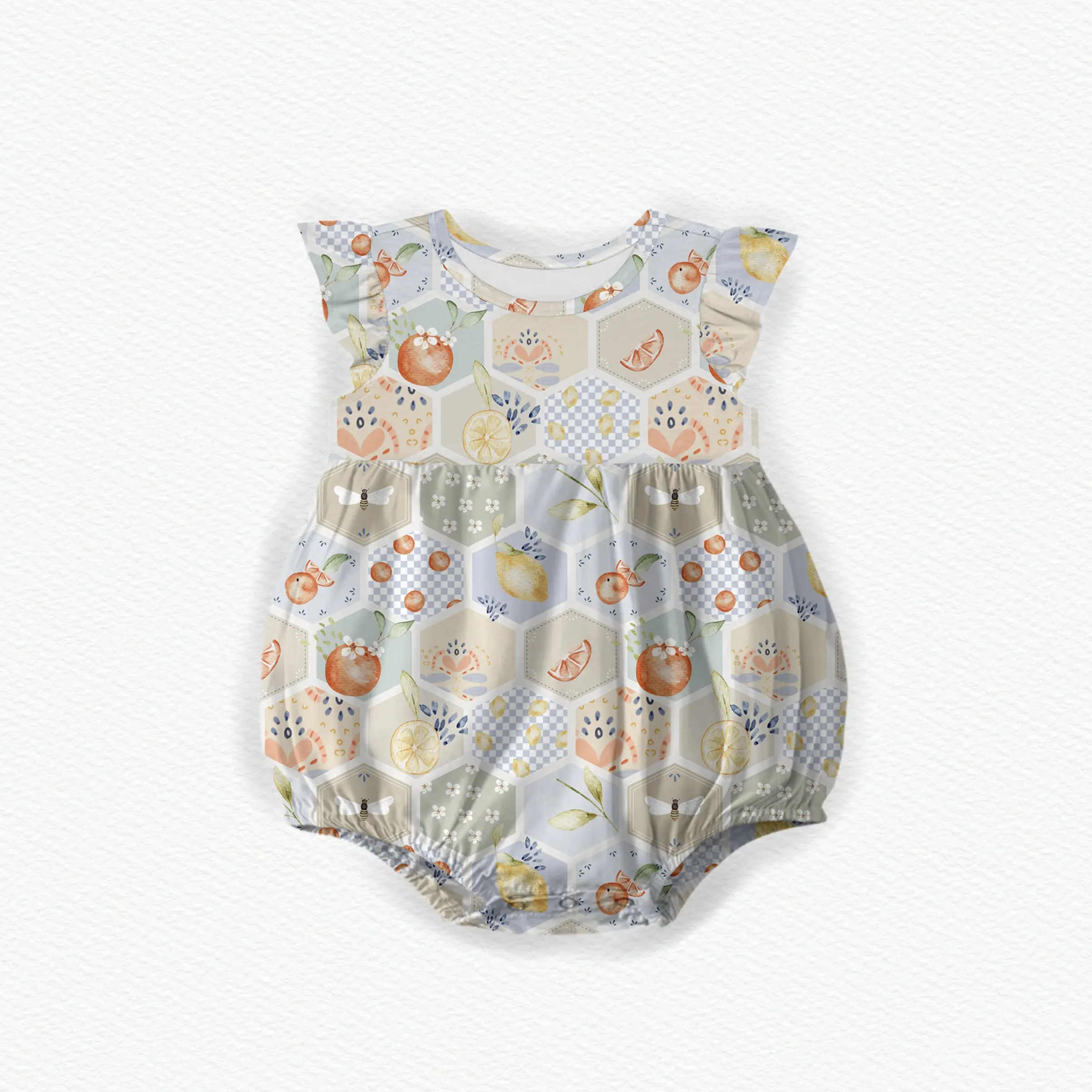 Spring Orange Bubble Romper