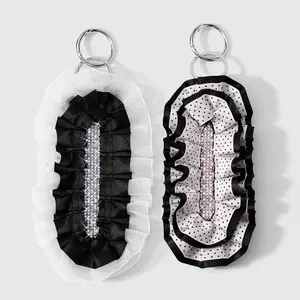 1 piece Korean retro French style, highly attractive, multi-color polka dot lace, multilayer double-sided trim, sparkling rhinestone decoration DIY keychain/bag charm, suitable for women’s everyday wear, ideal as a holiday gift