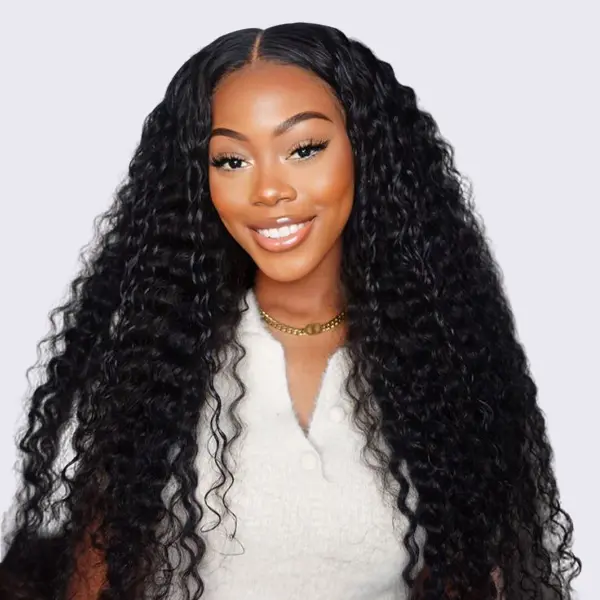 OhMyPretty Wear & Go Glueless Water Wave Lace Wig, 180% Density Virgin Hair with M-Cap Base and Pre-Cropped 9x6 Lace, Glueless Lace Frontal, Wave Shape