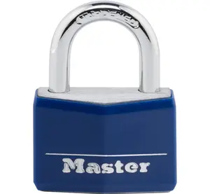 Master Lock Blue Vinyl Covered Aluminum Keyed Padlock, Small Lock for Gym or School Locker can be Used Indoors or Outdoors, 142DCM