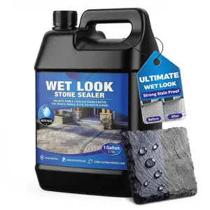 Wet Look Stone Sealer - Long-Lasting Color Enhancement for Pavers, Concrete, Slate & Driveways - Satin Finish, Non-Yellowing, , UV Protection, Indoor & Outdoor - 1 Gallon