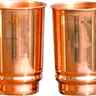 Copper Drinking Cups – Pure Copper Tumblers 2 Pcs Set, 350 mL (about 12 fl oz) Traveller’s Copper Cups with Ayurvedic Drinkware for Home & Restaurants