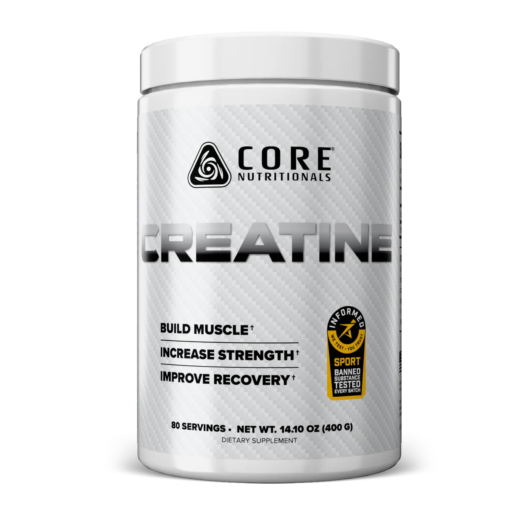 Creatine Monohydrate Powder – Unflavored, 5g Creatine Monohydrate Per Serving, Informed Sport Certified, 400g (80 Servings)