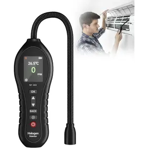 Refrigerant Leak Detector HVAC,0-1000ppm Freon Leak Detector Halogen Gas Freon Sniffer Car AC Leak Detector CFCs HCFCs HFCS R12 R22 R134a R410a Air Conditioning Detection with 25cm Probe 3 Alarm Type