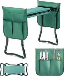 Foldable Garden Kneeler and Seat Bench - Durable Steel Frame, Soft EVA Foam Pad, Tool Pouches & Apron for Gardening, Camping