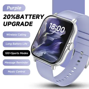 Newest Smartwatch Men Women Sports Watch 1.83‘’ HD Touch Screen Receive\Dial Calls Bluetooth Music \ Calculator Stopwatch For Android iOS Wearable Charging Colorful Silicone Device.