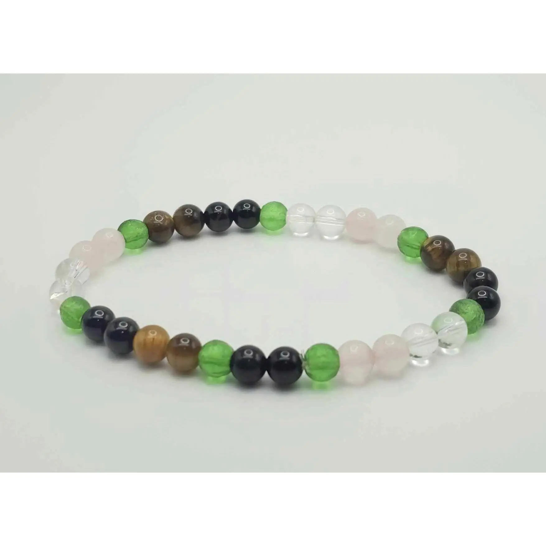 Harmonious Energies Bracelet - Moldavite, Black Obsidian, Rose Quartz, Tiger Eye