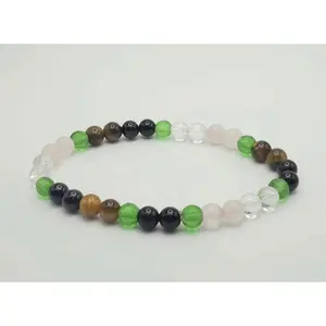 Harmonious Energies Bracelet - Moldavite, Black Obsidian, Rose Quartz, Tiger Eye