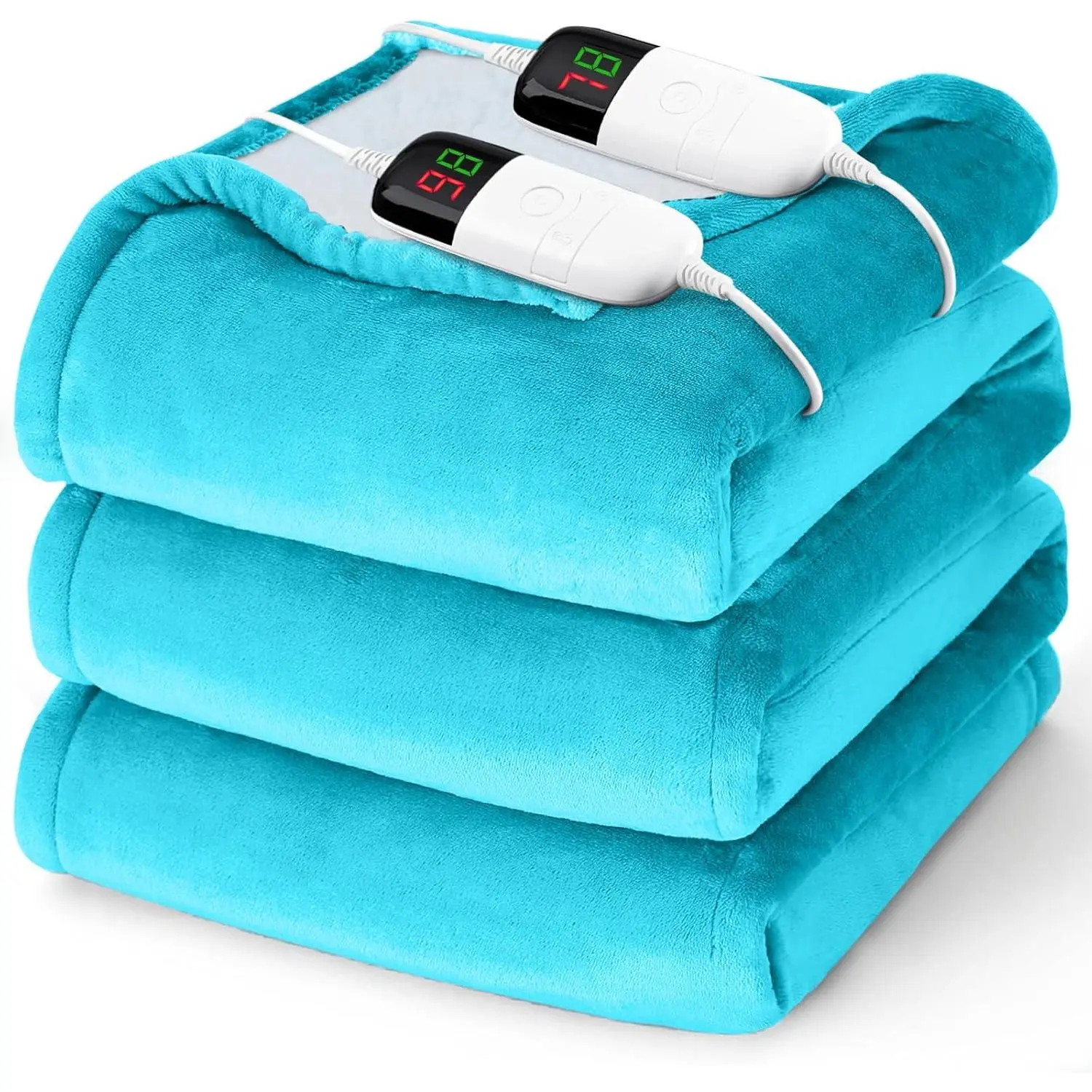 Heated Electric Blanket Queen Size - 84" x 90" Heating Blanket with Dual Control, 10 Heating Levels & 8 Hours Auto Off, Soft Warm Flannel Blanket, Christma