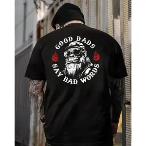 "Good Dads Say Bad Words" T-shirt, sweatshirt, hoodie--unisex clothing with a bearded biker graphic