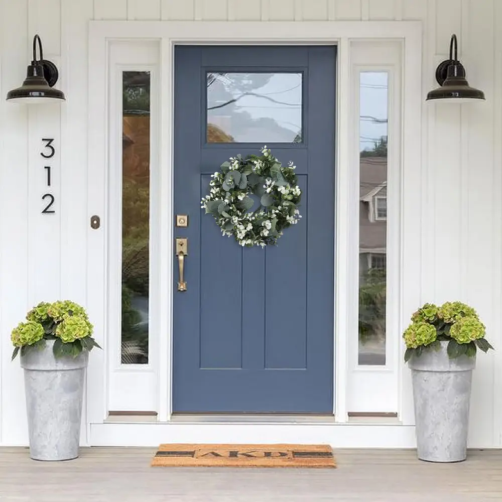 Creative Lifelike Eucalyptus Hanging Wreath Party Decor, Artificial Wreath for Wedding Party Special Festival for Front Door Wall Window,summerwins