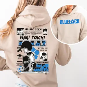 [Made in USA] Blue Lock Isagi Yoichi Anime Hoodie, Manga Merch Oversized Harajuku Streetwear, Hot Graphic Hooded Sweatshirt for Men Women, Unisex Cotton Pullover, Otaku Winter Outfit, Christmas Gift Hoodie