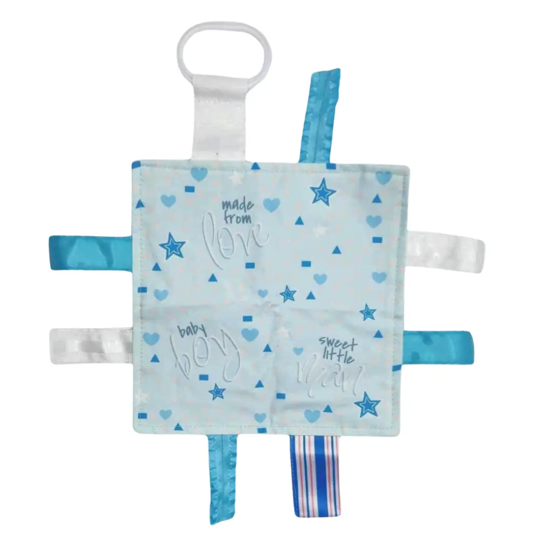 Baby Boy Newborn Hospital Blanket Blue Pink Tag Lovey Toy