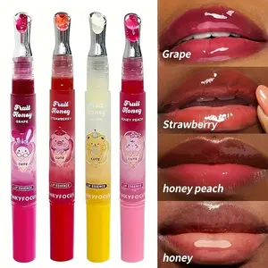 4-Piece Fruit Nectar Glossy Lip Oil Set 🍑🍯🍇🍓 Tinted, moisturizing lip oils in Peach, Honey, Grape & Strawberry. Nourishes, smooths lips & gives a plump glossy finish for all. The sweetest Valentine‘s Day gift! #LipOilSet #ValentinesGift #LipCare