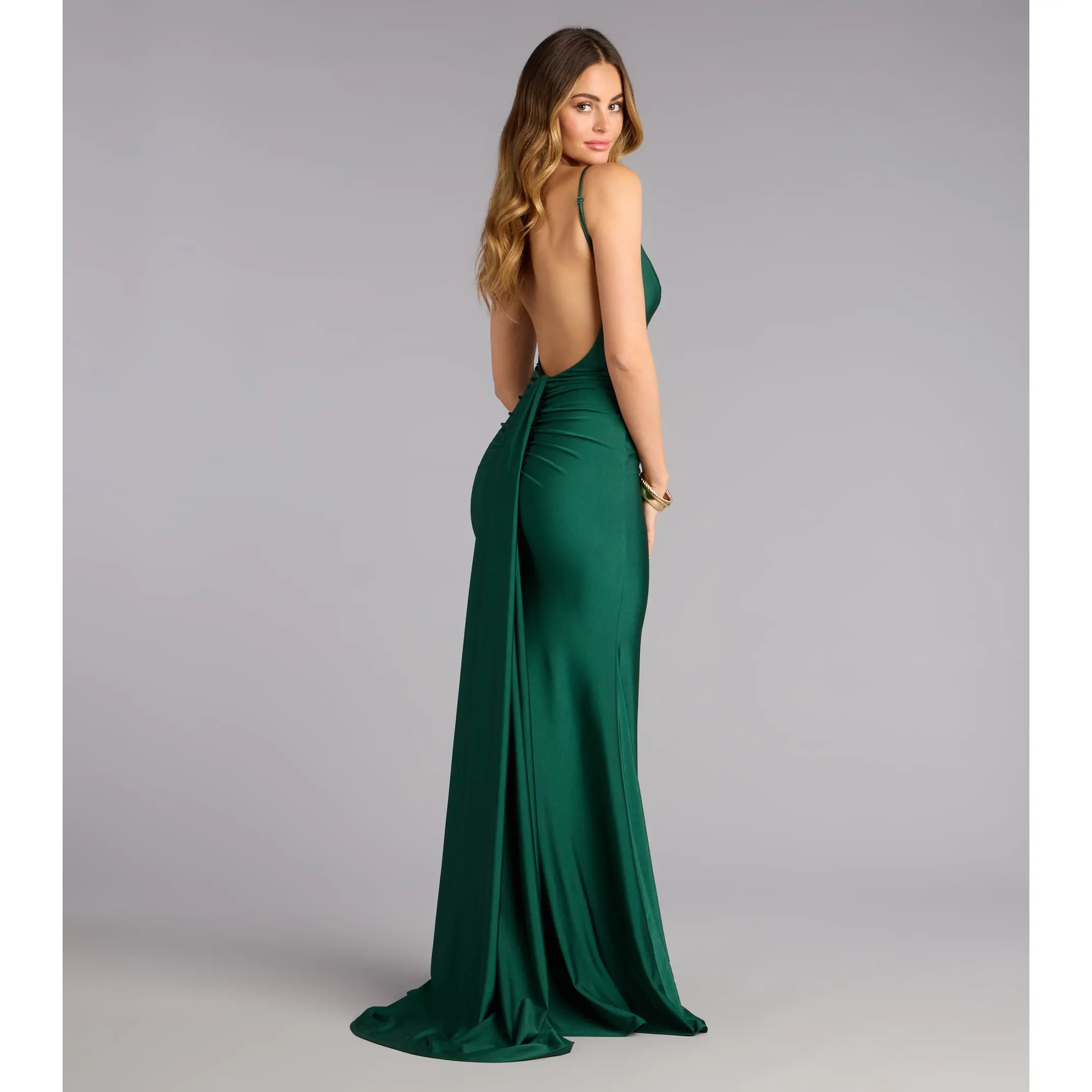Haley Open Back Sash Mermaid Formal Dress