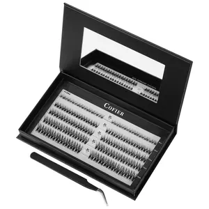 Airy & Natural Cofier DIY Lash Set: No-Glue Self-Adhesive Press-On Lashes For a Flawless, Effortless Look | Lightweight & Beginner-Friendly | 90 PCS with Tweezers