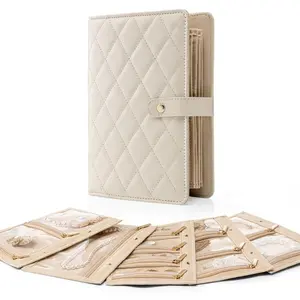 PrimPick Travel Jewelry Organizer, FoldableJewelry Bags Jewelry Storage Book, Back toSchool Gifts for Girls Women, Ring Binder withClear Zipper Velvet Pouch Bag forTraveling,Rings,Necklace,Earrings,Bracelets,Brooches, Home Jewelry Organizer