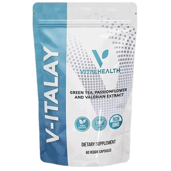 V-ITALAY Supports The Nerves & Mood Stability- 60 Veggie Capsules - Non-GMO Calming Botanicals Green Tea