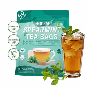 50 Spearmint Tea Bags, 100% Natural & Pure Spearmint Leaves. Loose Leaf Spearmint Herbal Tea. Spearmint Leaf Tea. No Sugar, No Caffeine, No Gluten, Vegan. Beverage