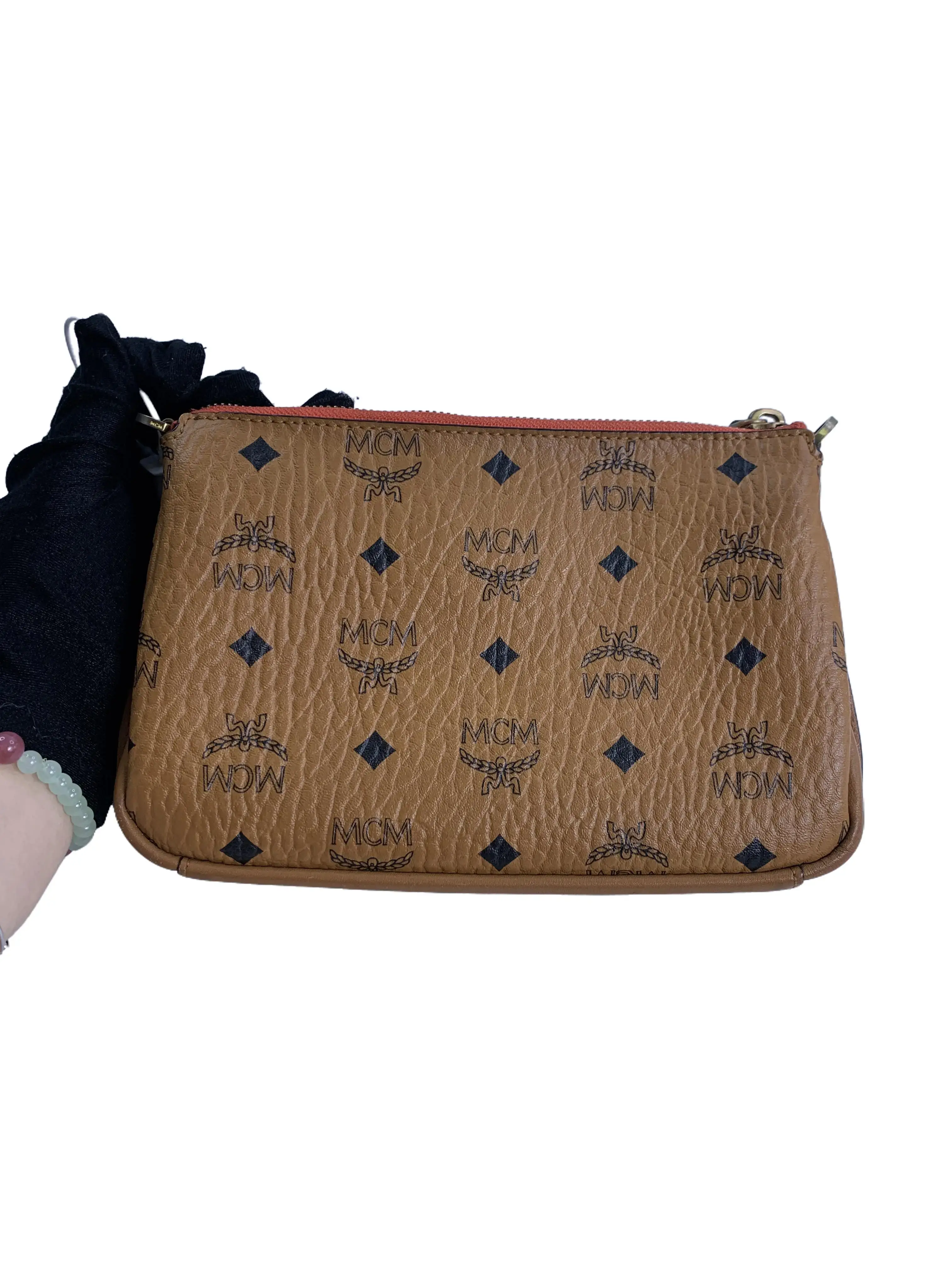 Pre-owned MCM Visetos Mini Zipper Pouch Crossbody Bag/WJ08617040/7040