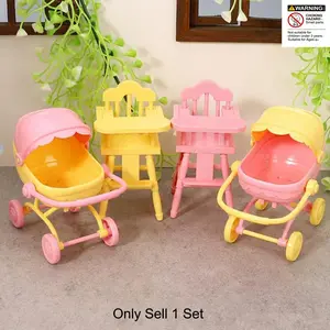 Miniature DIY Furniture Set, Baby Stroller & High Chair Accessories, Dollhouse Miniatures, Role Play Toy for Boys Girls