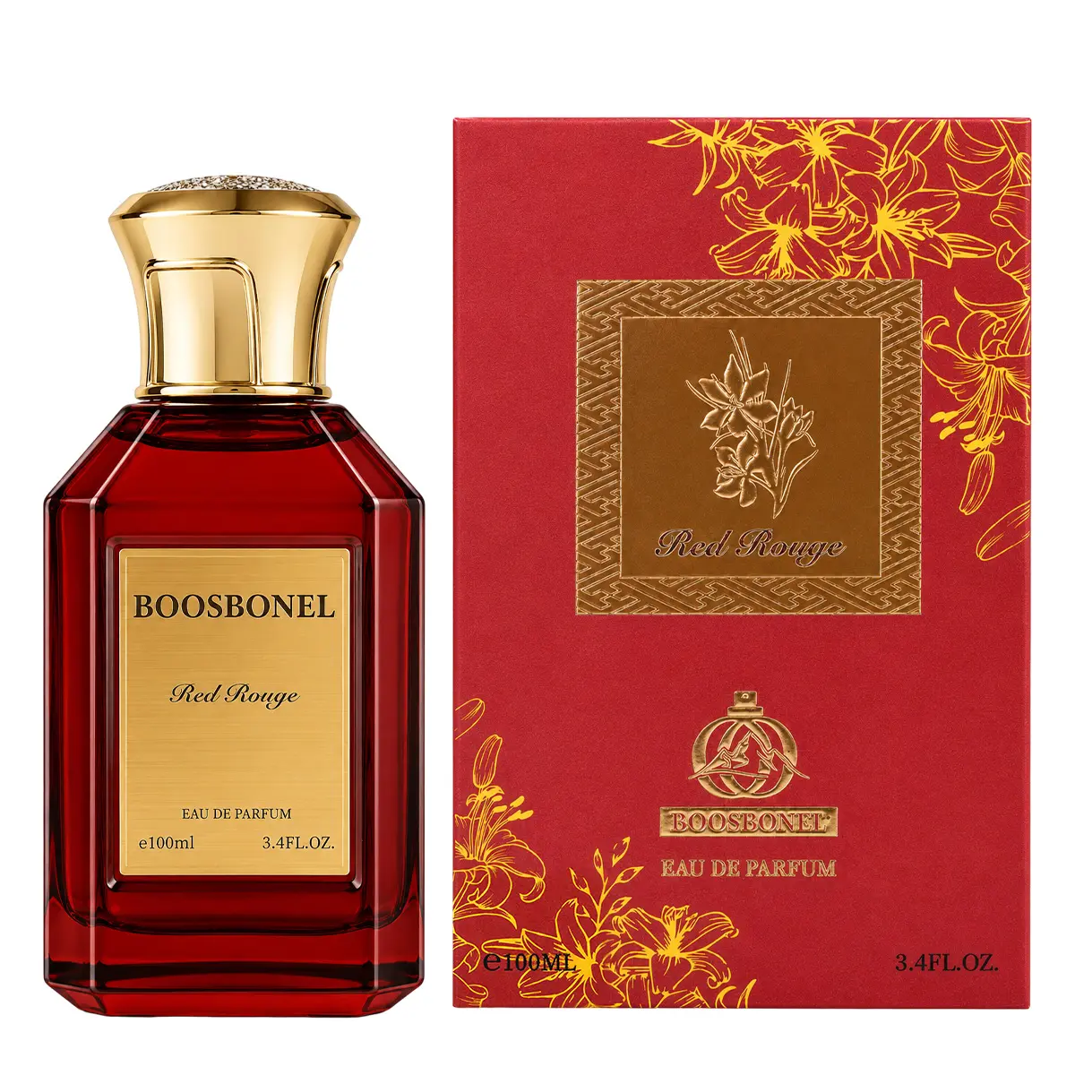 BOOSBONEL Red Rouge Eau De Parfum 100ml(3.4FL.OZ) Gift Edition | Sweet Amber Floral Woody | Long-Lasting Unisex Perfume