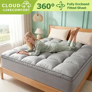 【Weekly Deals】Cooling Mattress Topper, Extra Thick,1200＆1000＆500 Plush Quilted Pad with 8-21 Inch Deep Pockets, Overfilled with Breathable Polyester, Mattress Protector- Machine Washable summervibes