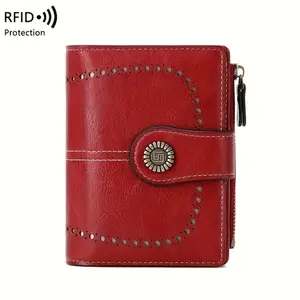 Retro-Style RFID Blocking 1 PC PU Leather Wallet - Large Capacity, Anti-Theft, Multi-Functional, Zipper Closure - Solid Color, Holds Passport, Credit Cards, and Cash for Women's Everyday Use