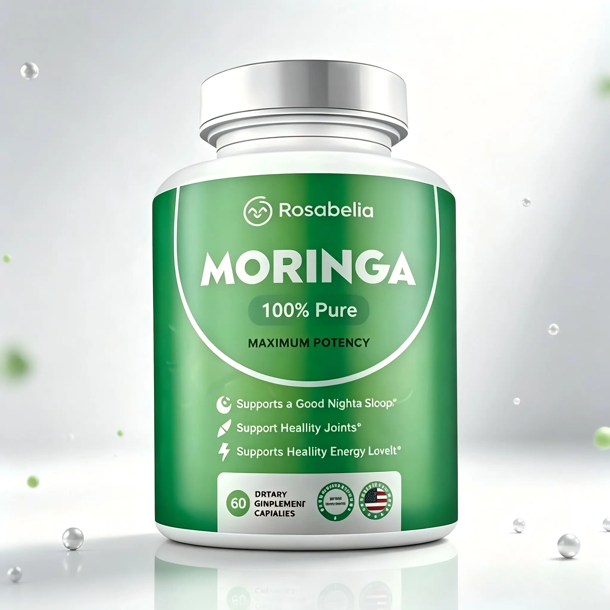 Rosabella Organic Moringa 800 mg Capsules HerbalImmune & Digestive Wellness Support I NaturalVitamin BoostI Daily Supplement