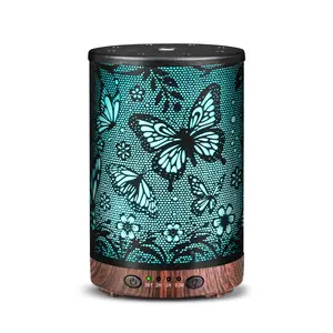 Essential Oil Diffuser Metal Aromatherapy Diffuser, Cool Mist Diffuser with 7 Color Lights for Home Office Spa (Big Butterfly)
