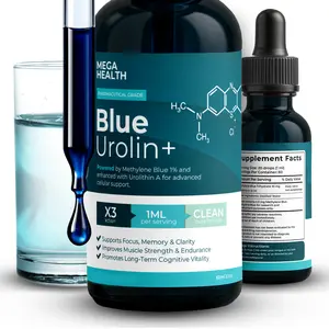 Mega Health Blue Urolin+ Natural Wellness Support Supplement with Methylene Blue & Urolin A for Focus Memory Muscle Strength & Long-Term Vitality Nootropics