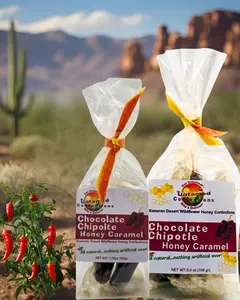 Untamed Confections Peruvian Chocolate Chipotle Honey Caramel - Organic Snack Creamy Eco-Friendly Gift Bag 10 or 20 Pieces US Made Mesoamerican Flavors Spiced Chocolate Hand-Wrapped Gift Bag - Dessert