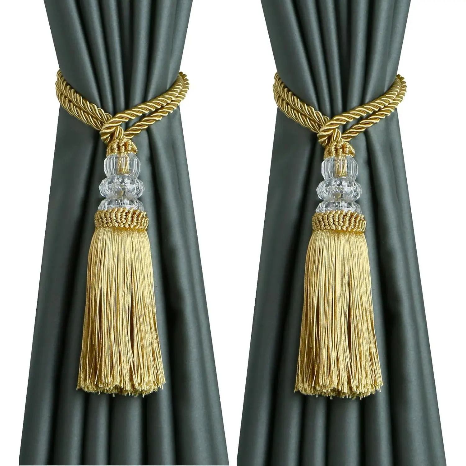 Curtain Tiebacks with Tassel, Outdoor Elegant Decorative Curtain Holdback,Modern Rope Window Curtain Ties Backs for Draperies 2 Pack (2, )