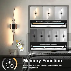 Battery-Powered Wall Light with Remote, Adjustable 3-Color Nightlight, Led Mood Light, Timer Memory, / Modern Wireless LED Dimmable Wall Lamp for Living Room, Hallway, Bedroom