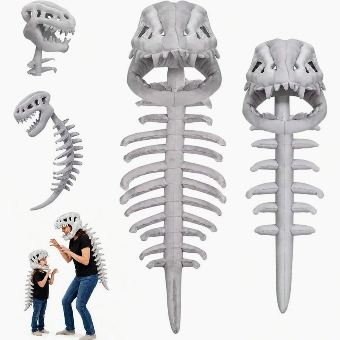 Dinosaur Skeleton Costume, 3D Spinosaurus Plush Toys With Skull And Spine, Halloween Cosplay And Party Dress Up