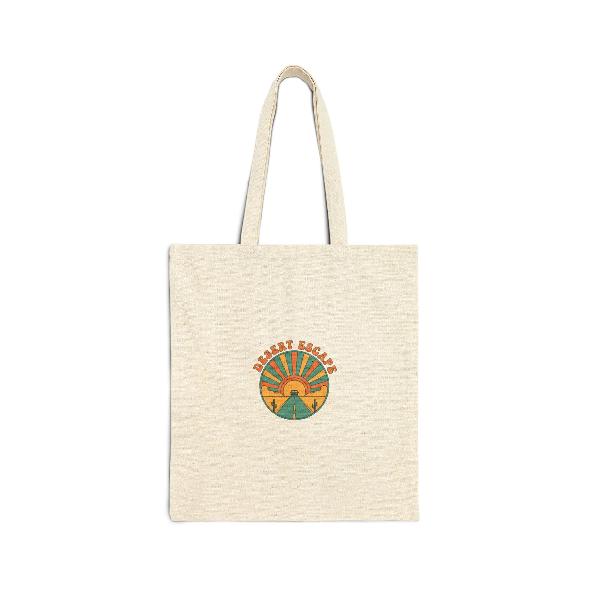 Desert Beach 70s Sunset Tote | Retro Surf Graphic, Golden Hour Palms