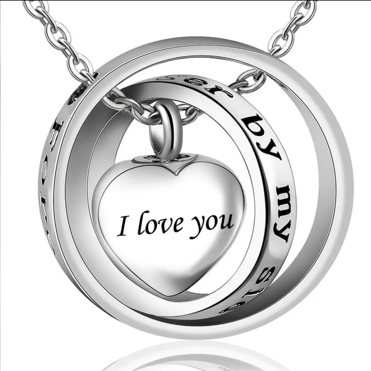 316L Stainless Steel Engraved "No Longer By My Side, Forever In My Heart" Cremation Ashes Heart Urn - FAST SHIPPING!