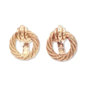 Pre-owned Christian Dior Round Twist Clip On Earrings DIO1045