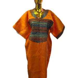 Mikado Kaftans Gowns with Side Pockets - Orange Striped Design for Comfort and Style